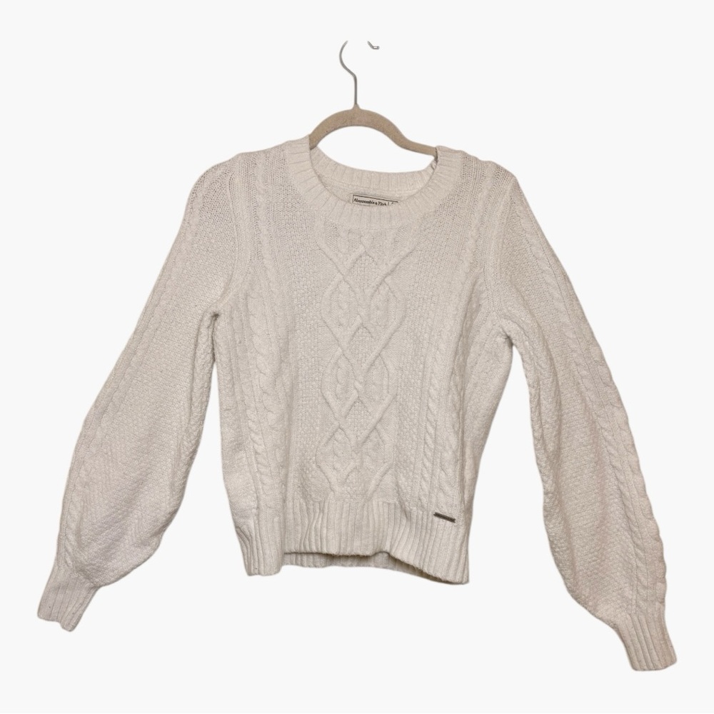 Abercrombie & Fitch Ivory White Cable Knit Sweater Minimalist Cozy Classic Small